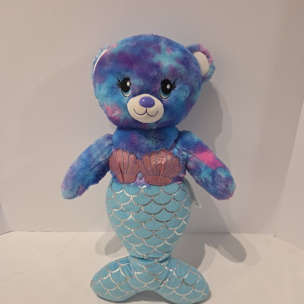 Build A Bear Mer-Bear Tie Die Plush Bear Purple, Pink, & Blue Stuffed Animal